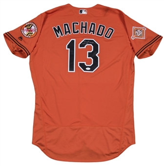 2017 Manny Machado Game Used & Signed Baltimore Orioles Orange Alternate Jersey (MLB Authenticated & JSA)